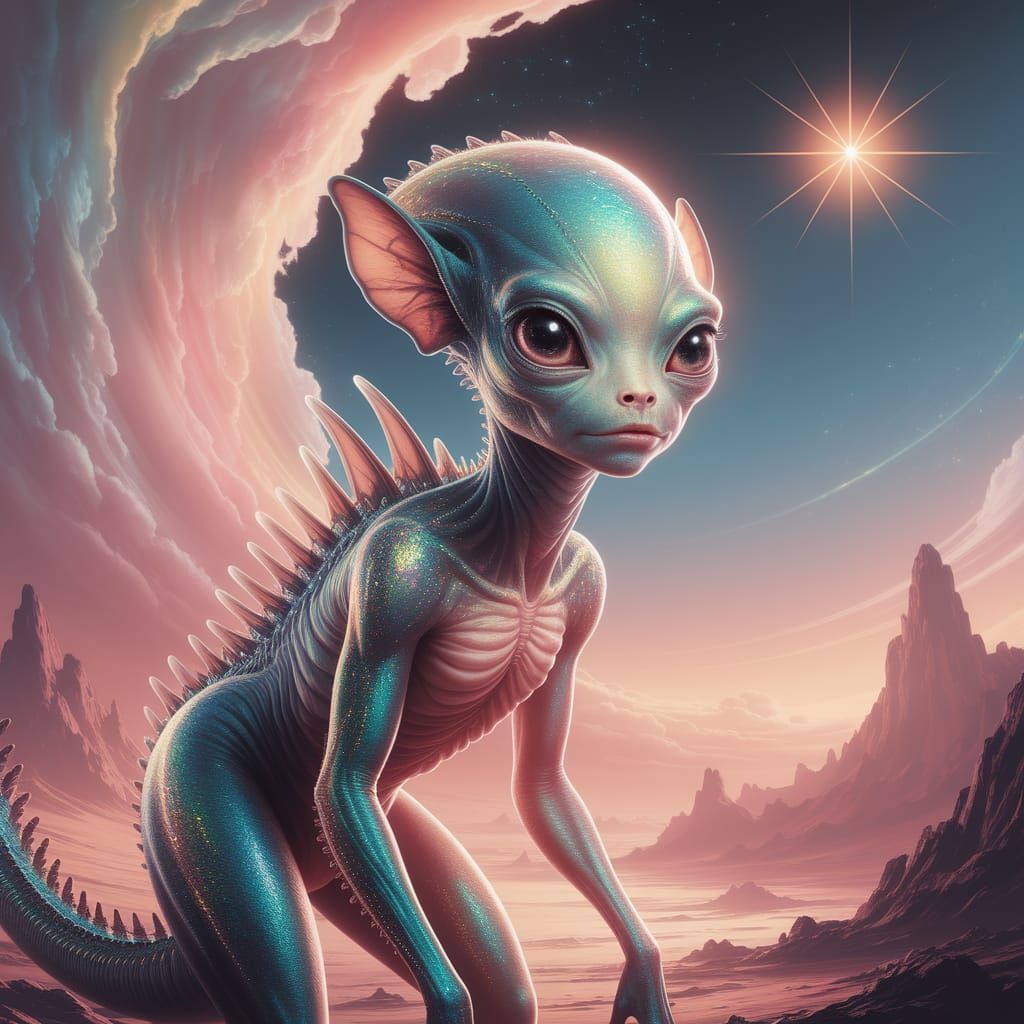 Ethereal Alien Being in Cosmic Glow