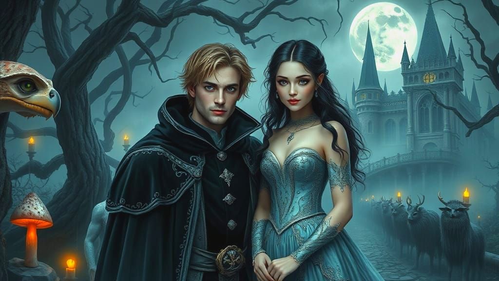 Regal Couple in Dark Fantasy Realm