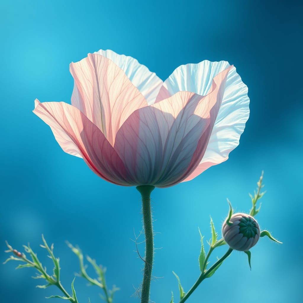 Enchanted Poppy Bloom in Dreamlike Landscape