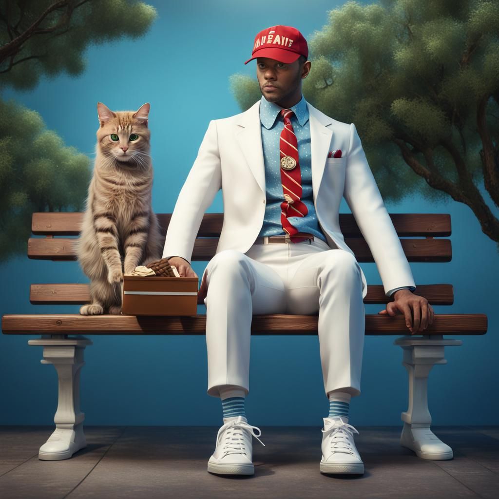 Forrest Gump Cat in Detailed Matte Painting