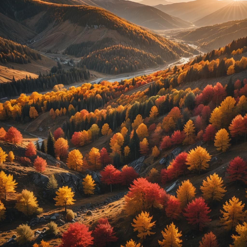 Autumn Valley Sunset: Cinematic Landscape Photography