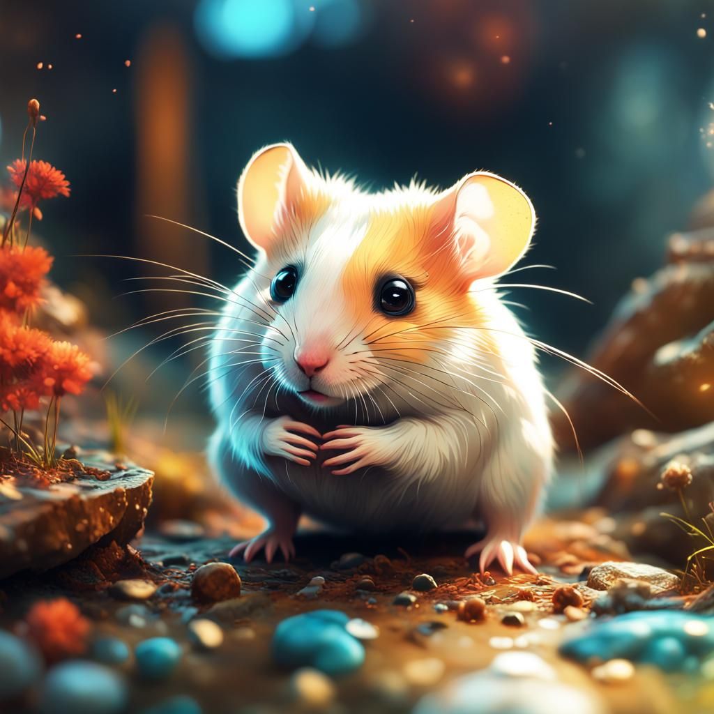 Opulent Hamsters: A Colourful Friendship in Detailed Matte P...