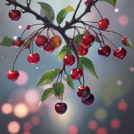 Cherries in Ethereal Fantasy Style Digital Art