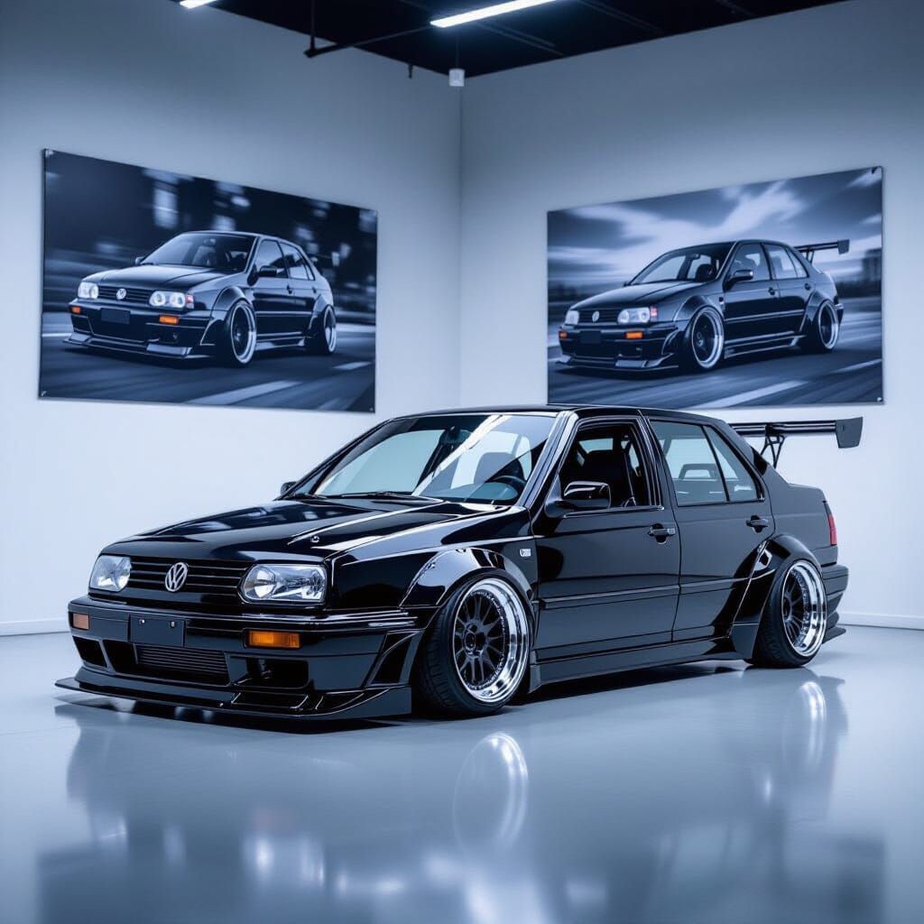 Slammed 1996 Jetta with Widebody Kit, Automotive Photography