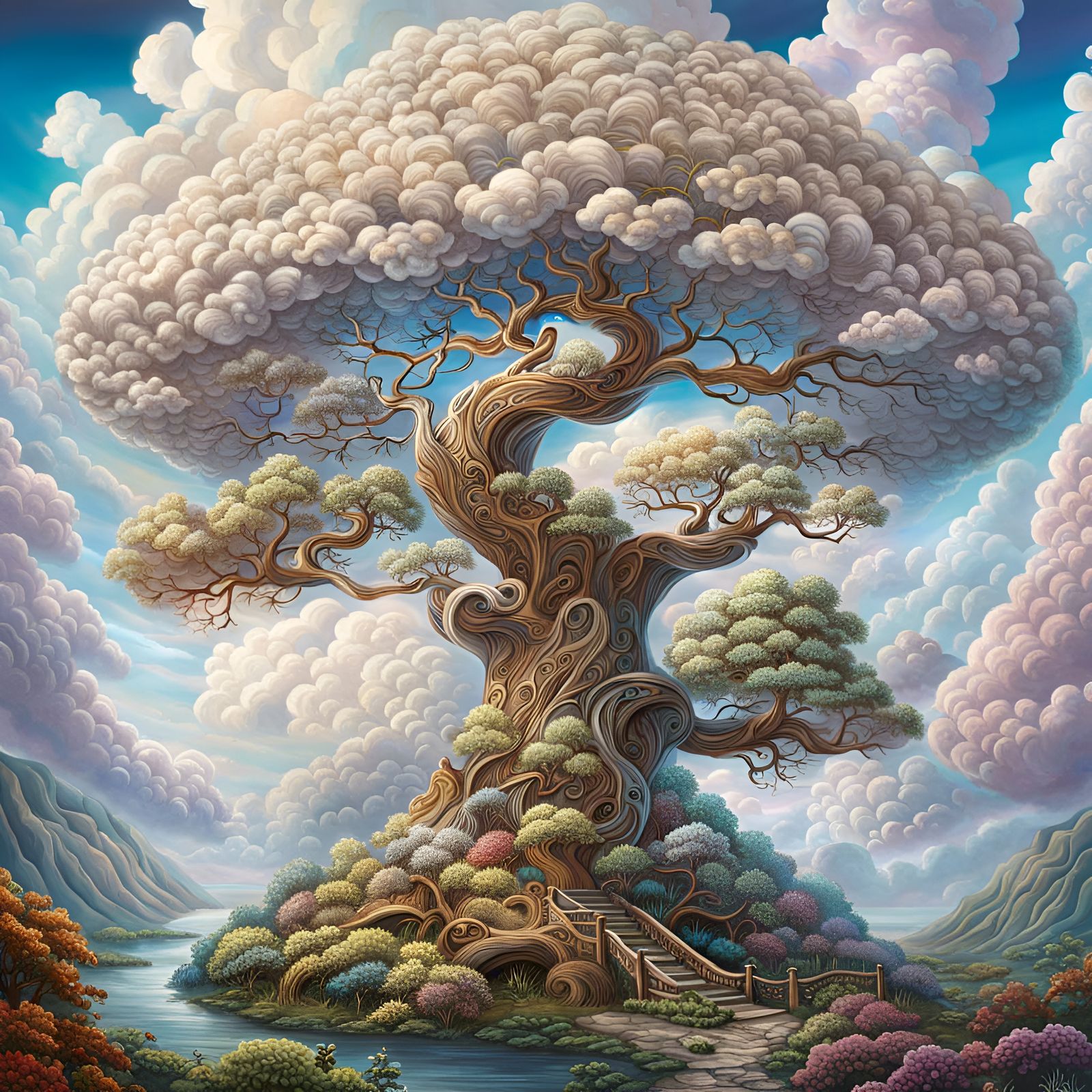 Fairytale Cloud Tree in Magical Forest