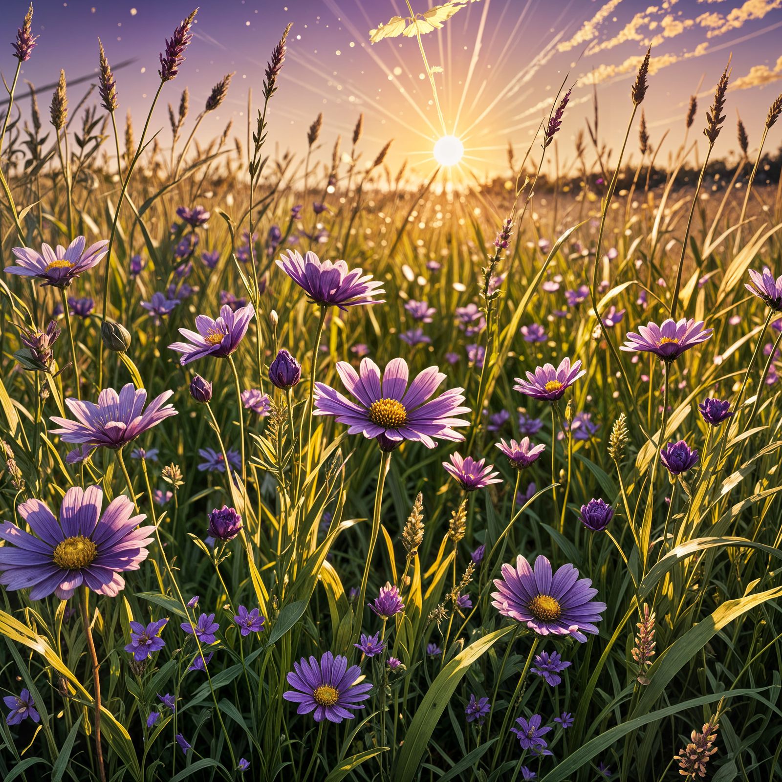 Enchanting Purple Flower in Magical Field