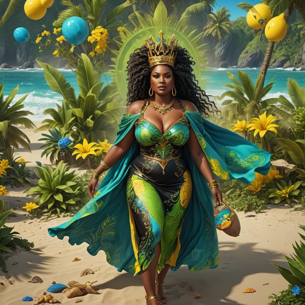 Queen of Summer: Plus Size Woman on Beach