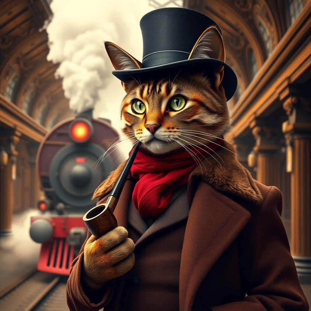 Refined Feline Gentleman in Victorian Attire