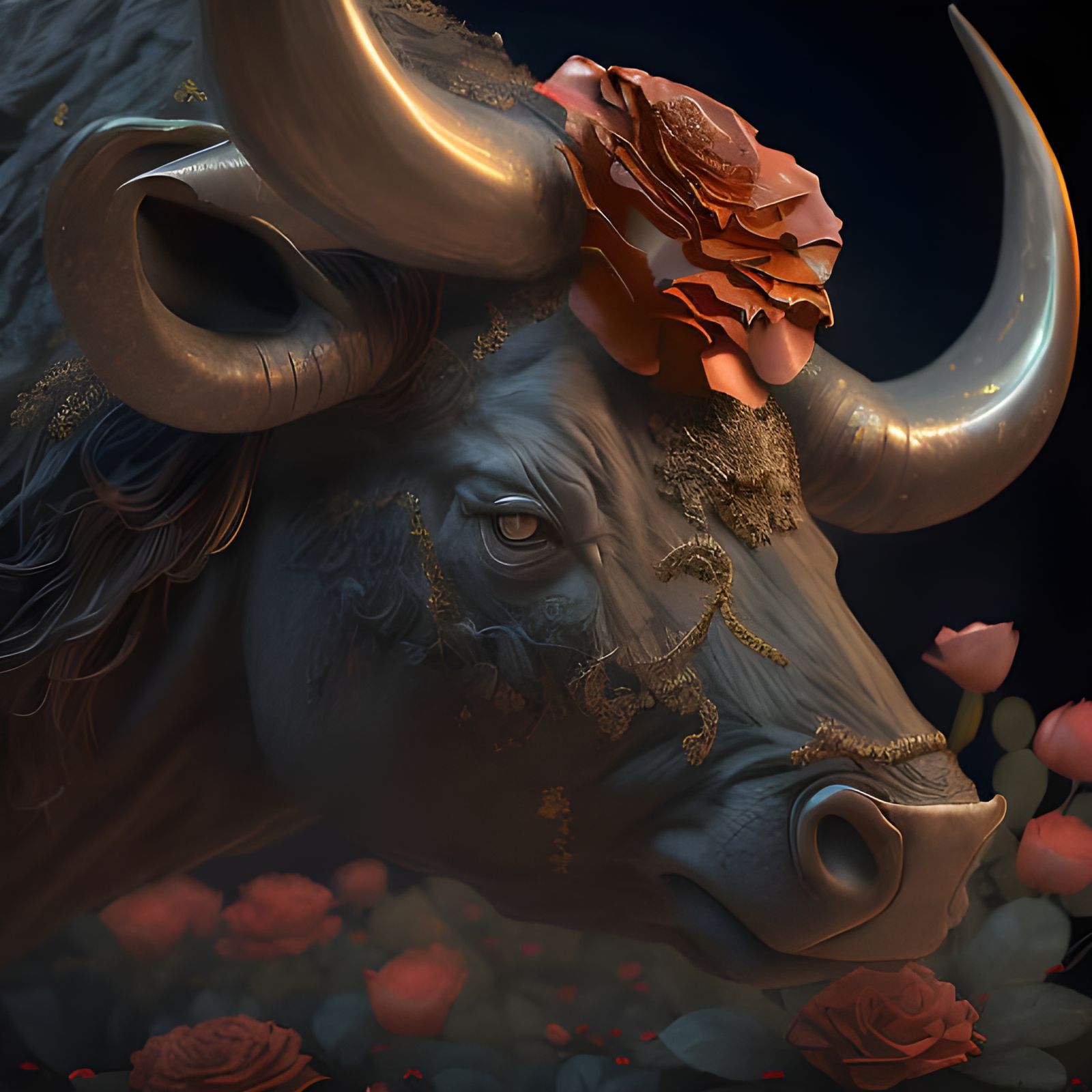 Bull and Roses: Fantastical Concept Art
