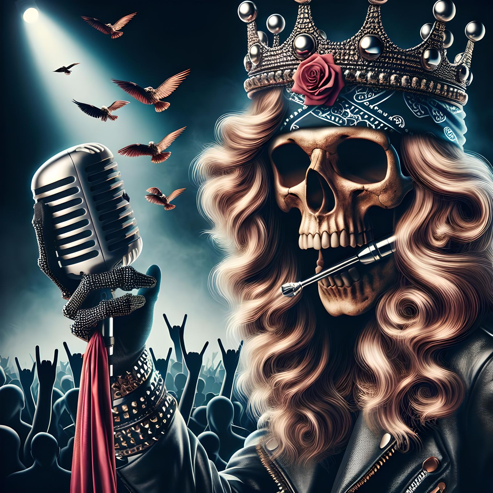Skull wearing a crown, Axl Rose