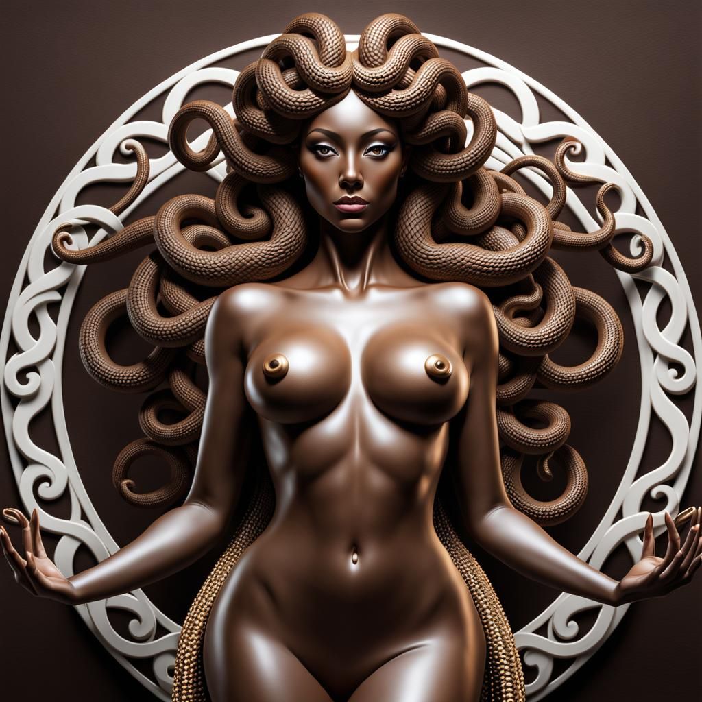 Chocolate Medusa Goddess: 8K Photorealistic Sculpture