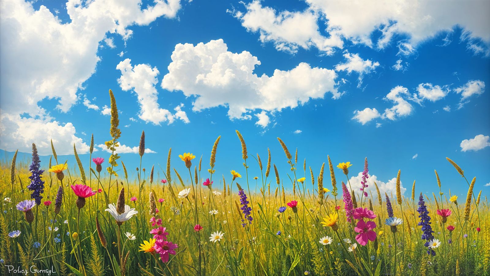 Idyllic Landscape Oil Painting in Vibrant Colors