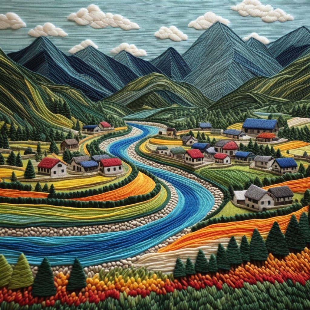 Vibrant String Art Landscape Photography