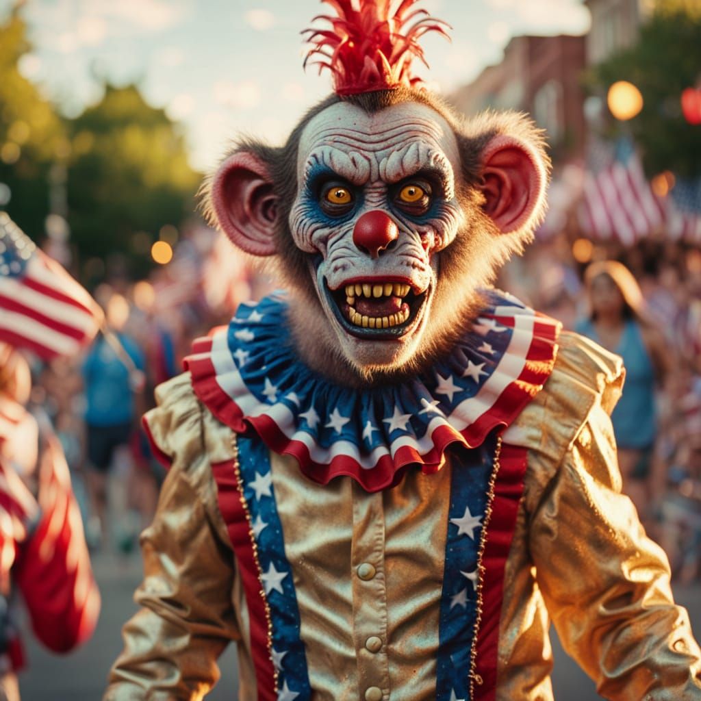 Zombie Monkey Clown at July 4th Parade