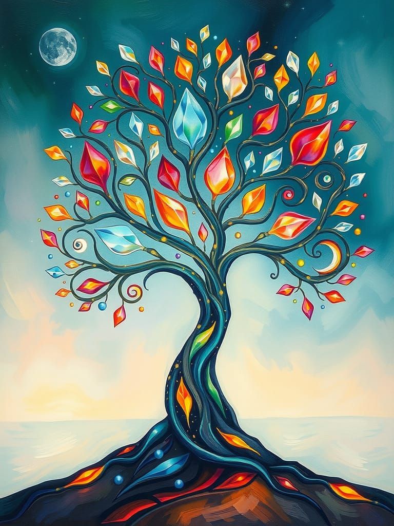 Tree with Crystal Leaves