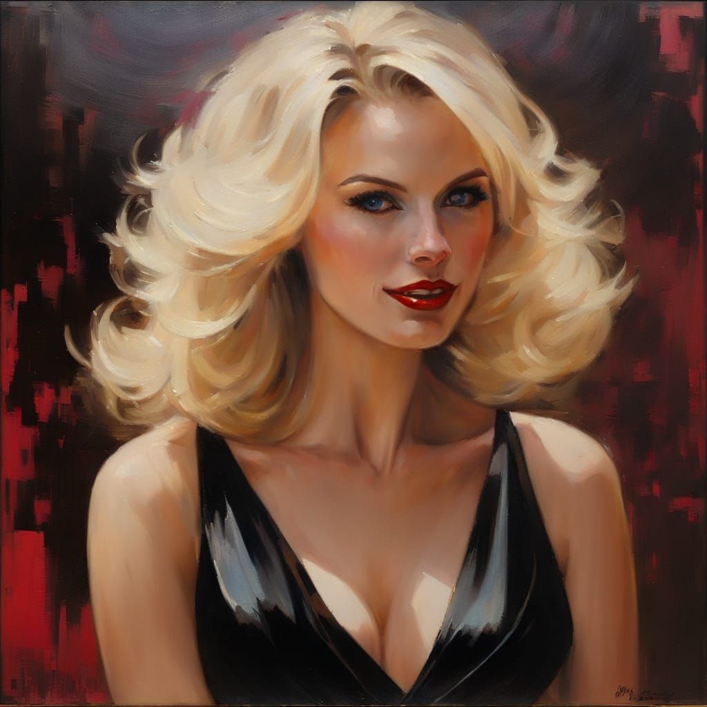 Impressionistic Portrait of a Quirky Blond Woman