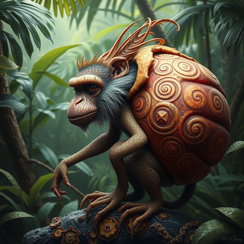 Whimsical Jungle Creature with Swirling Patterns