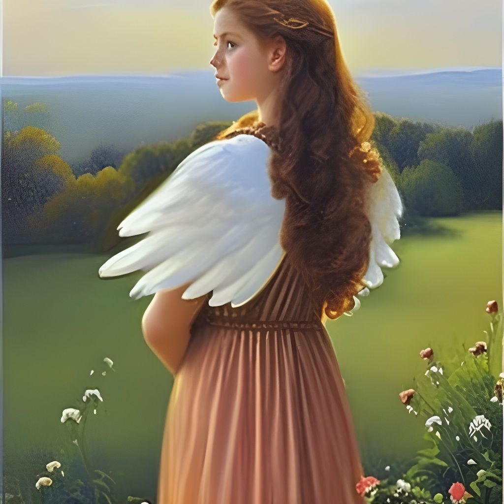 Angelic Teenager Overlooking City Sunrise