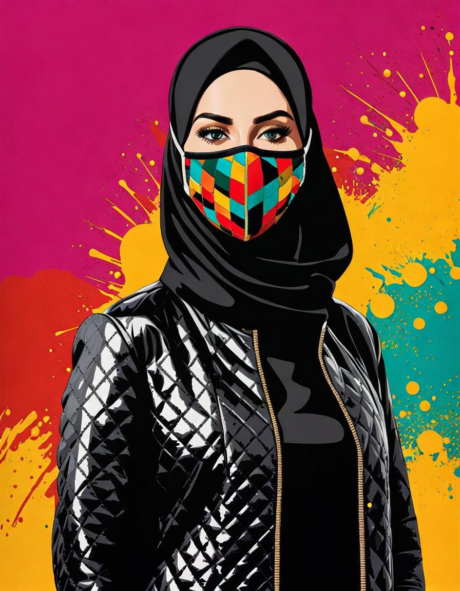 Modern Hijabi Woman in Pop Art Style