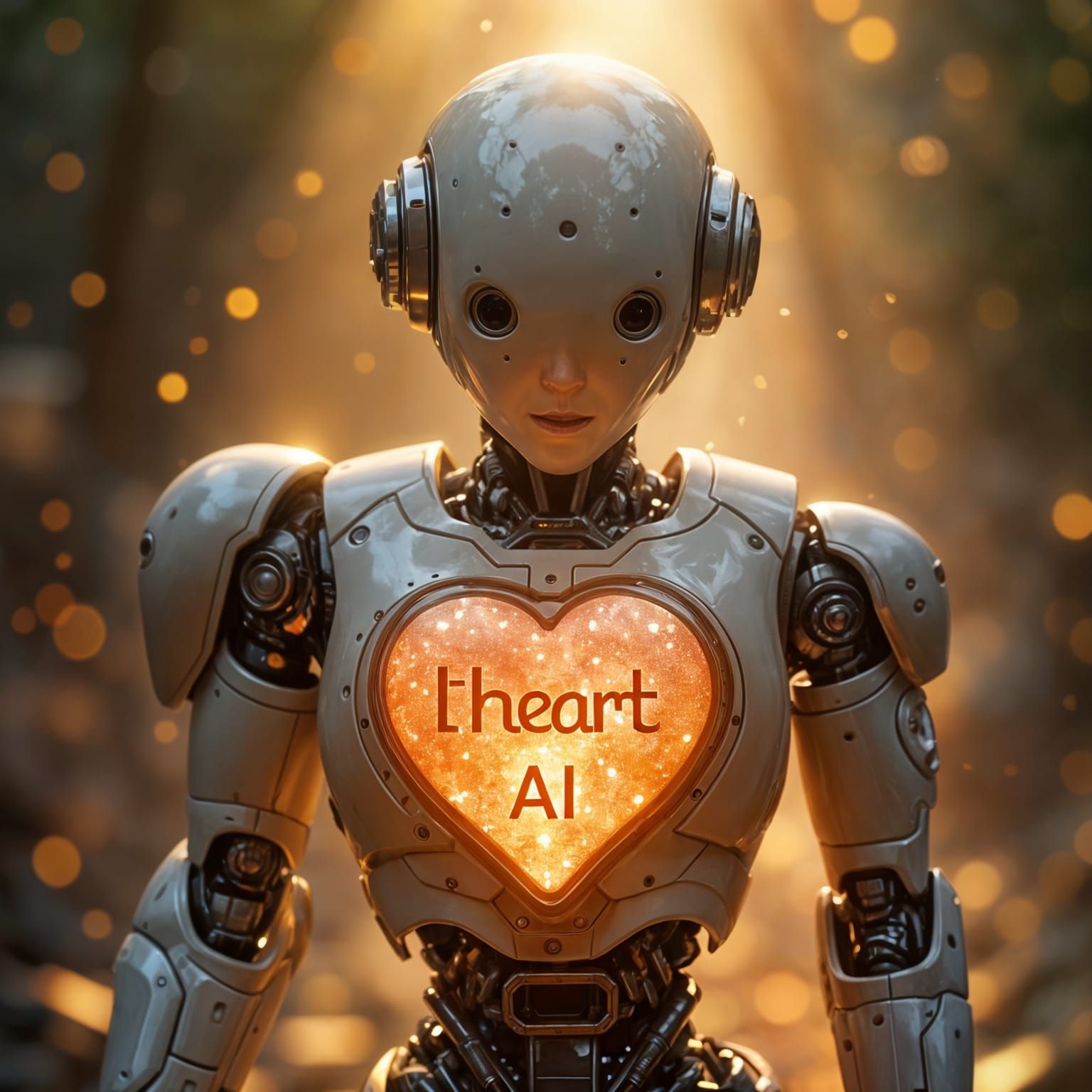 Ethereal Fantasy Robot with Heart Candy in Cyberpunk Aesthet...