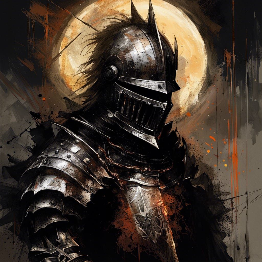 Gothic Knight Under Dark Eclipse in Dark Fantasy Style