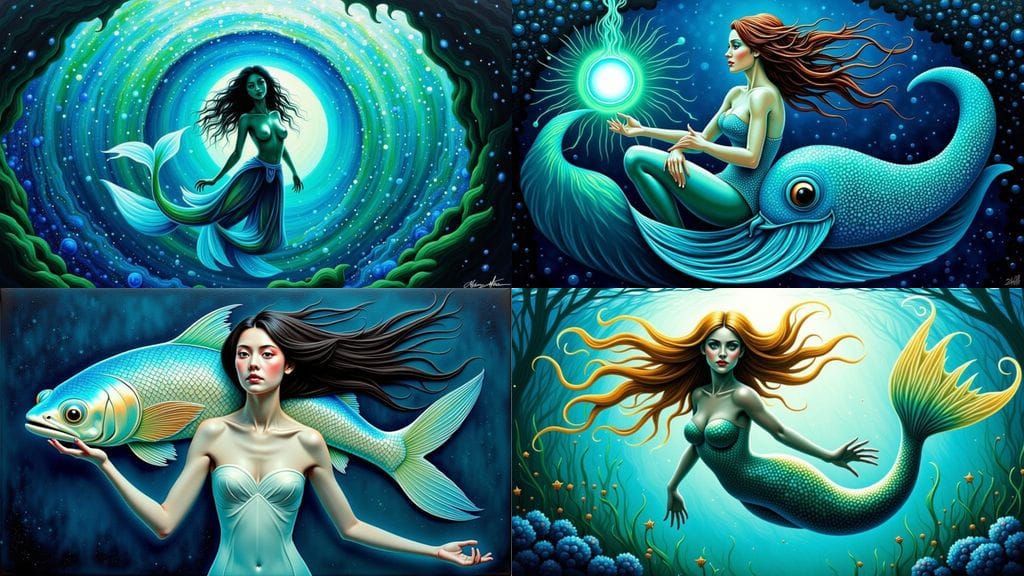 Mermaid Portrait in Acrylic on Canvas