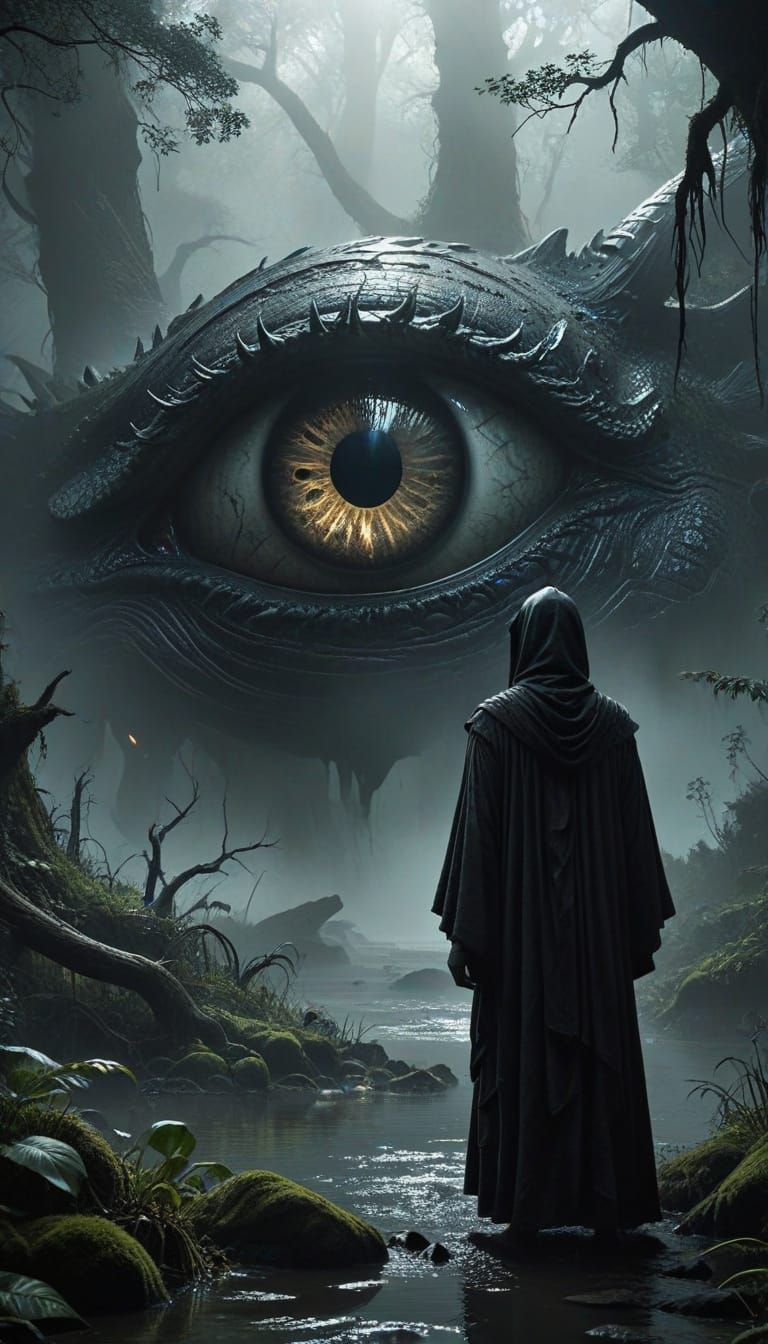 Surreal Dragon Eye Scene Blends Fantasy and Nature