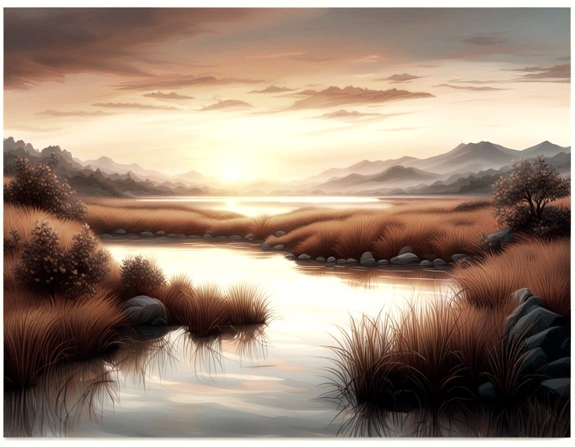 Idyllic Sunset Landscape Reflection