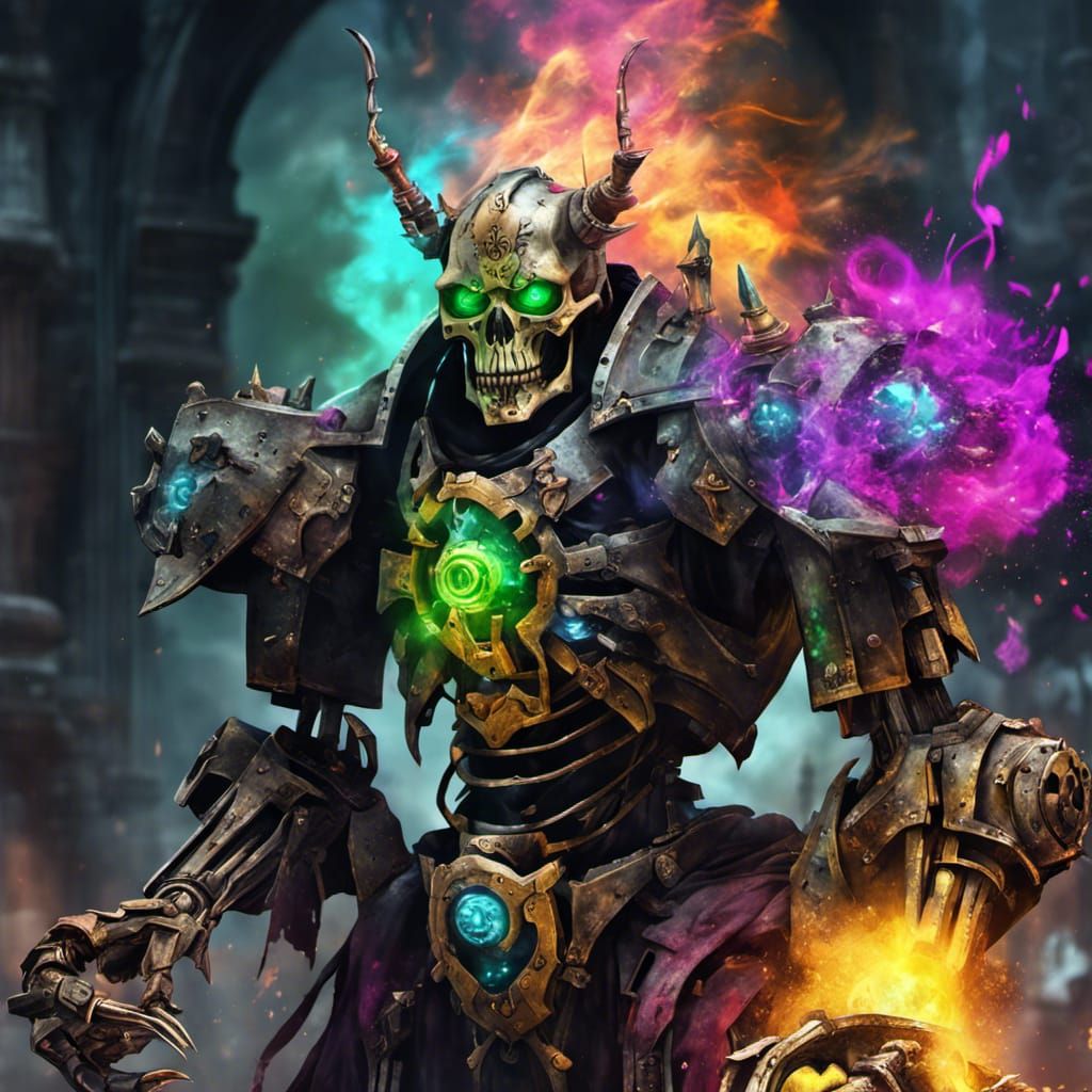 Arcane Lich Mecha Boss in Graffiti Art Style