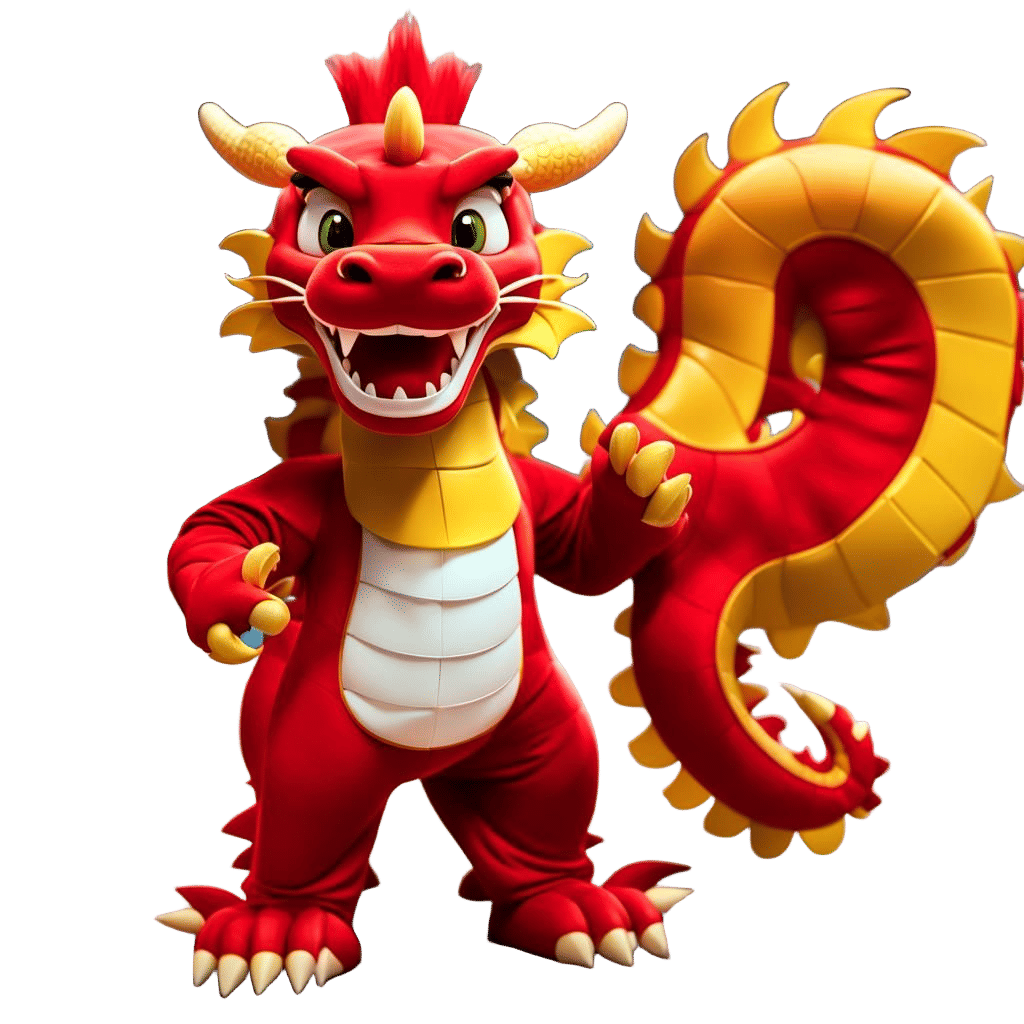 Smiling Red Dragon in Suit: 3D Digital Art