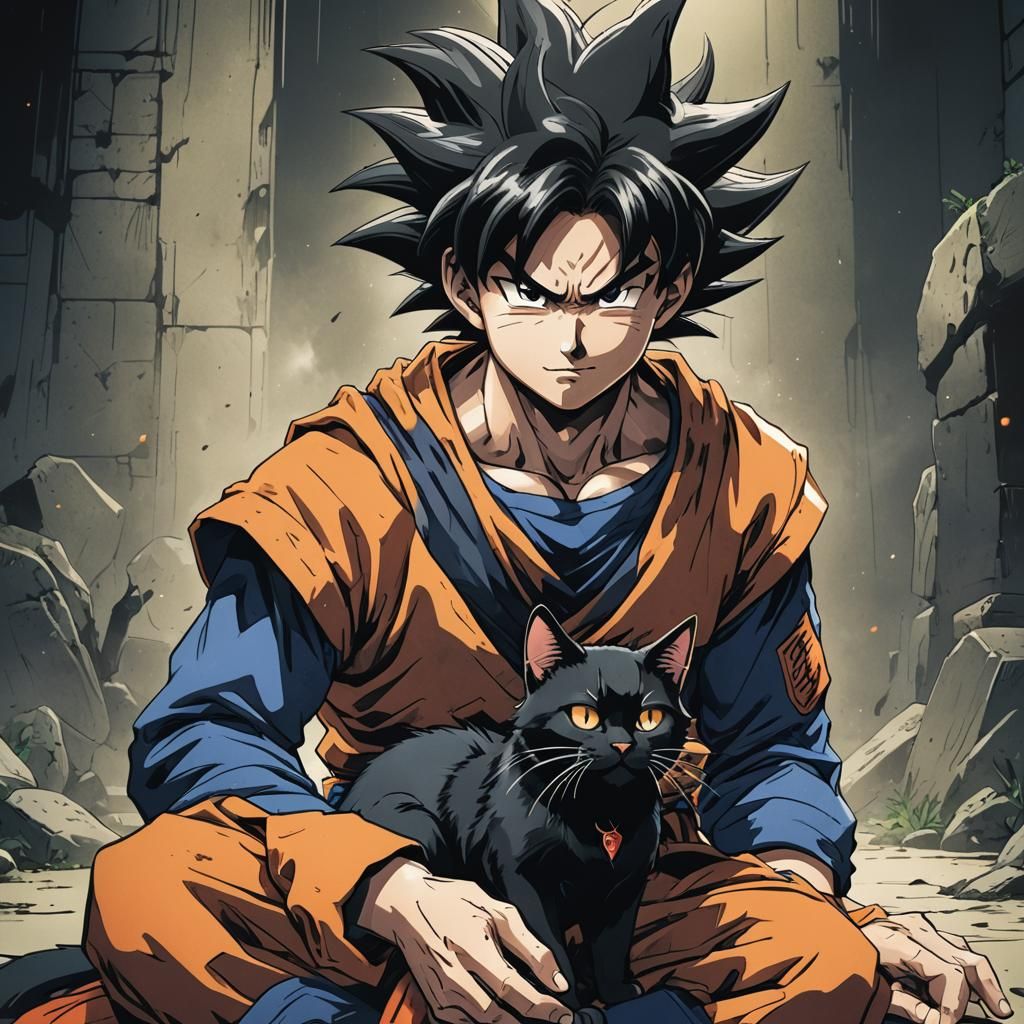 Goku and Black Cat: Cel-Shaded Anime Art