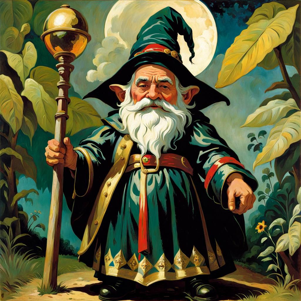 Gothic Gnome in Gown: Post-Impressionist Style
