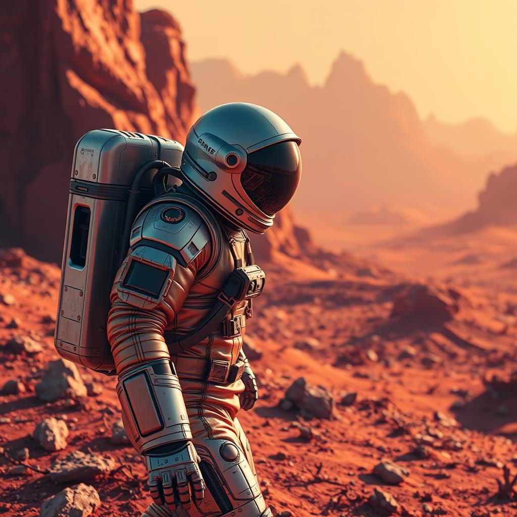 Martian Explorer in Vibrant Triadic Hues