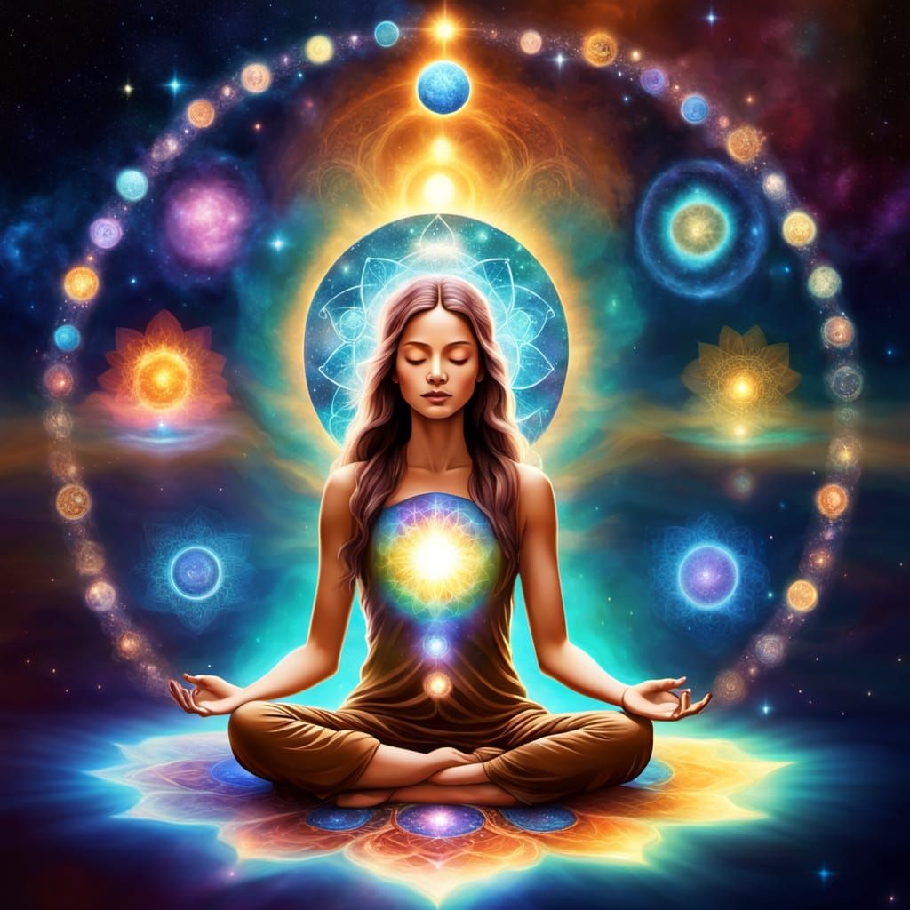 Ethereal Goddess in Radiant Meditation