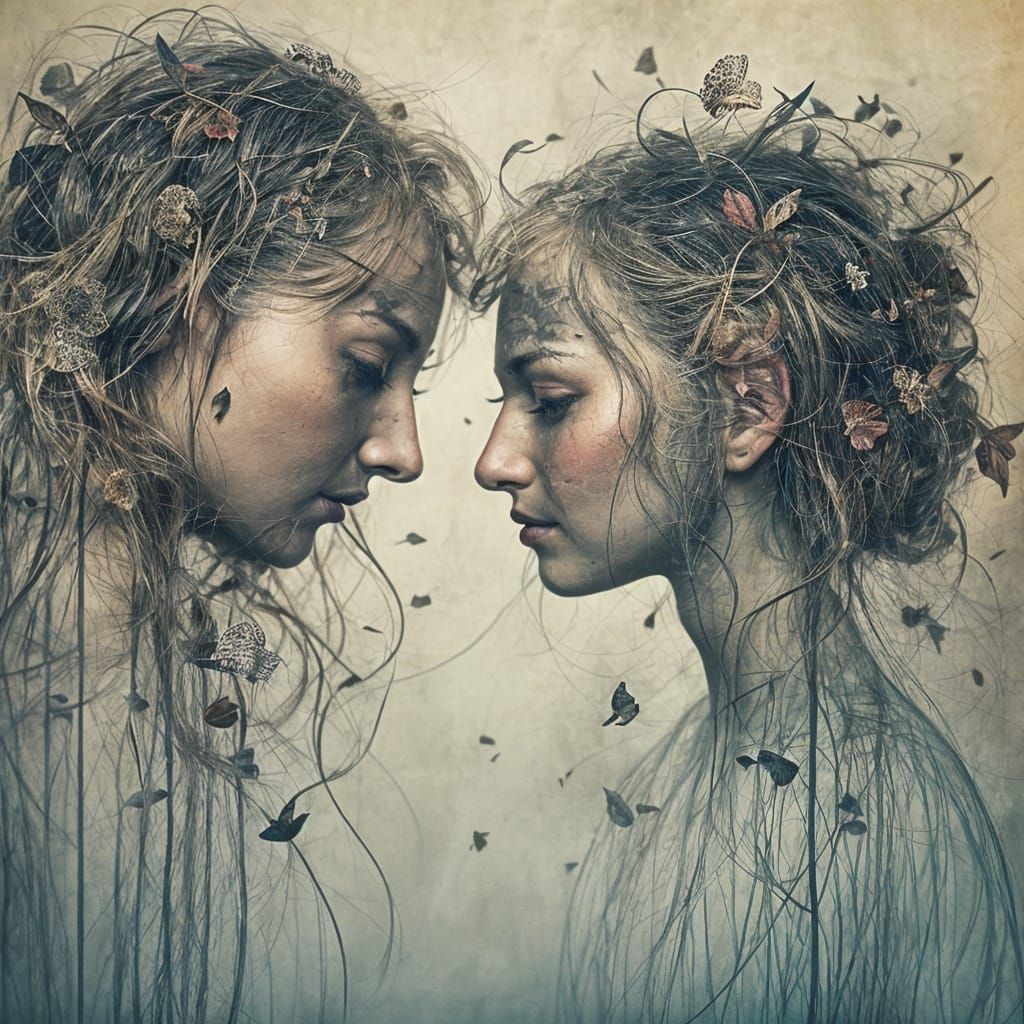 Grotesque Floral Portraits in Textured Shibori Style