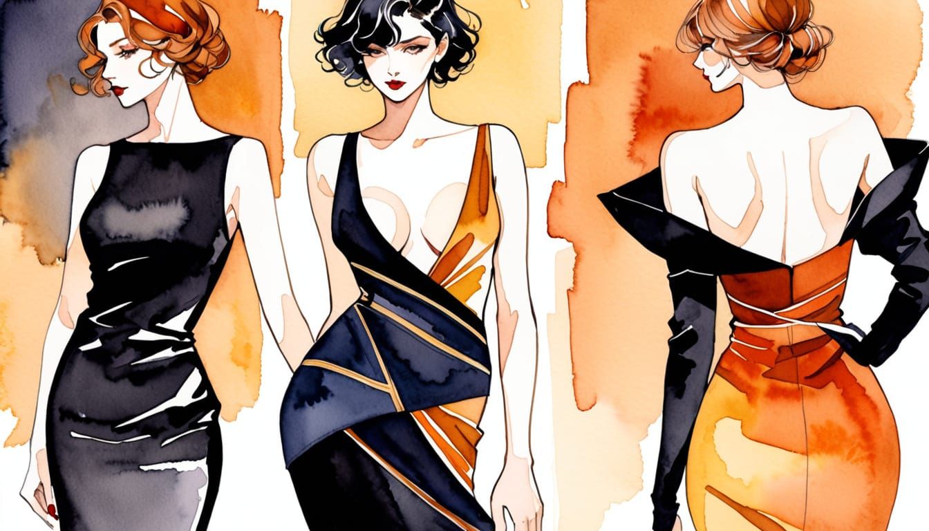 Sensual Model in Minimalist Fashion Sketch Style