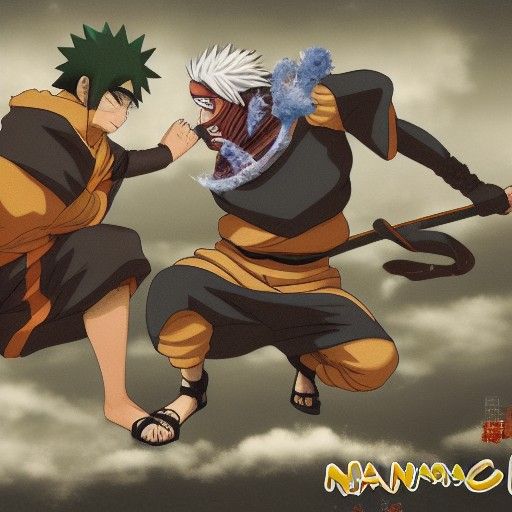 Naruto Battles Ganyu: Detailed Anime Matte Painting