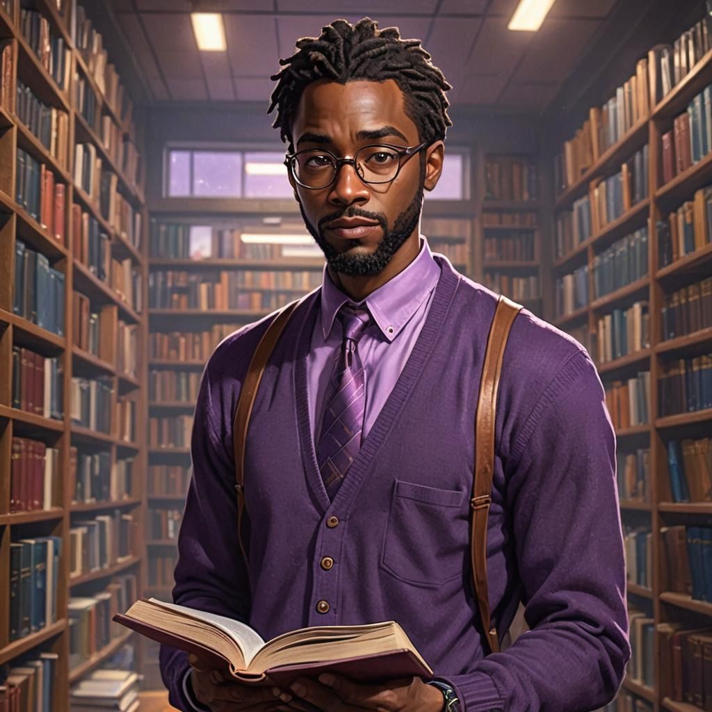 Professor Plum Character Design in Comic Book Style