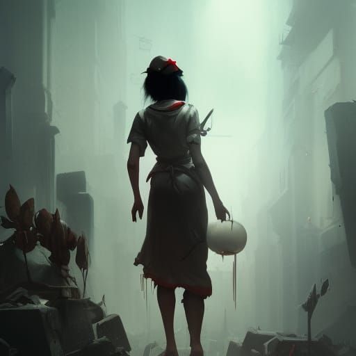 Dark Fantasy Nurse in Hyperdetailed Style