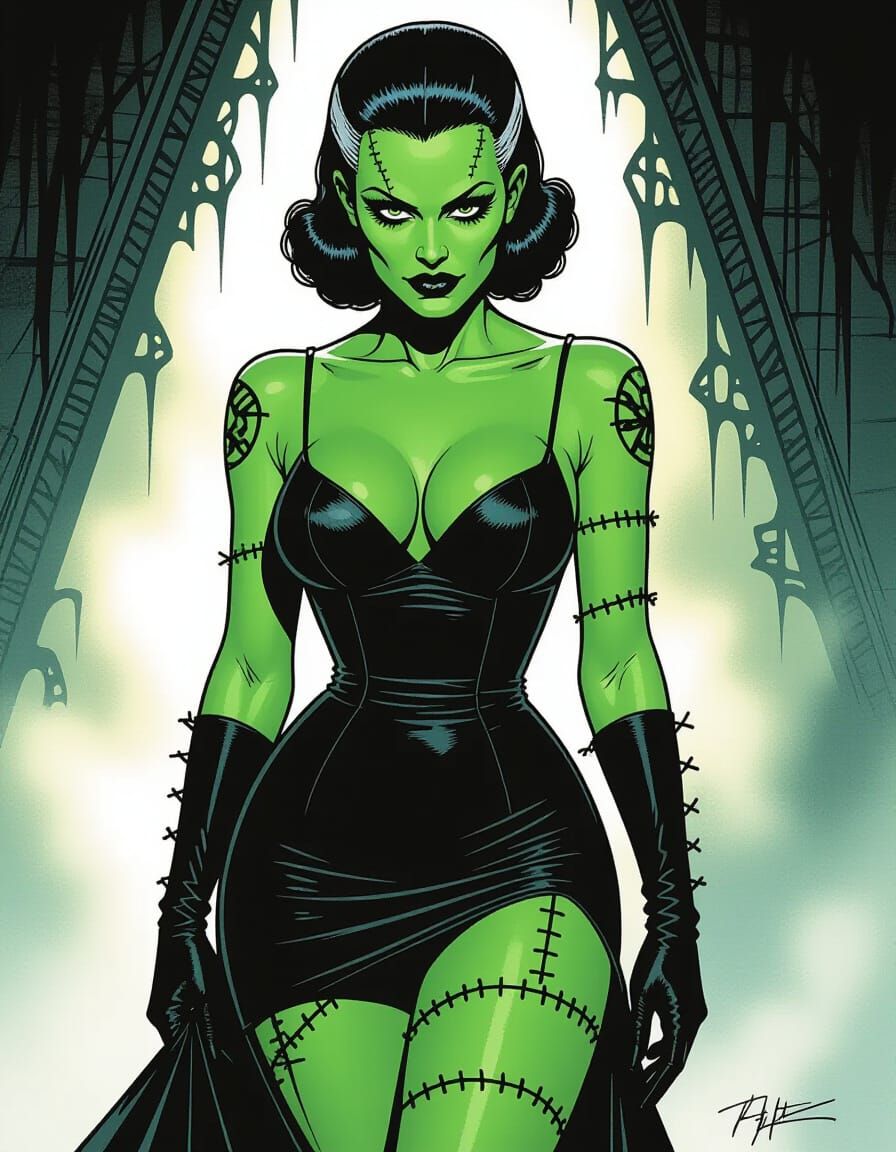 Gothic Horror Bride of Frankenstein Art