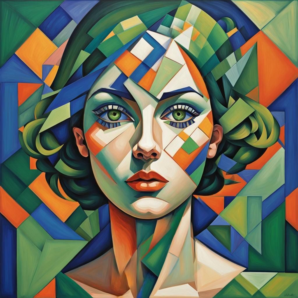 Geometric Fauvism: A Cubist Art Deco Painting