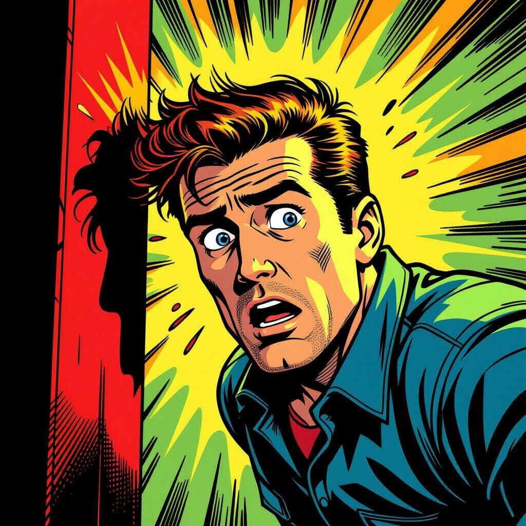 Comic Book Style Art: Man Hits Head