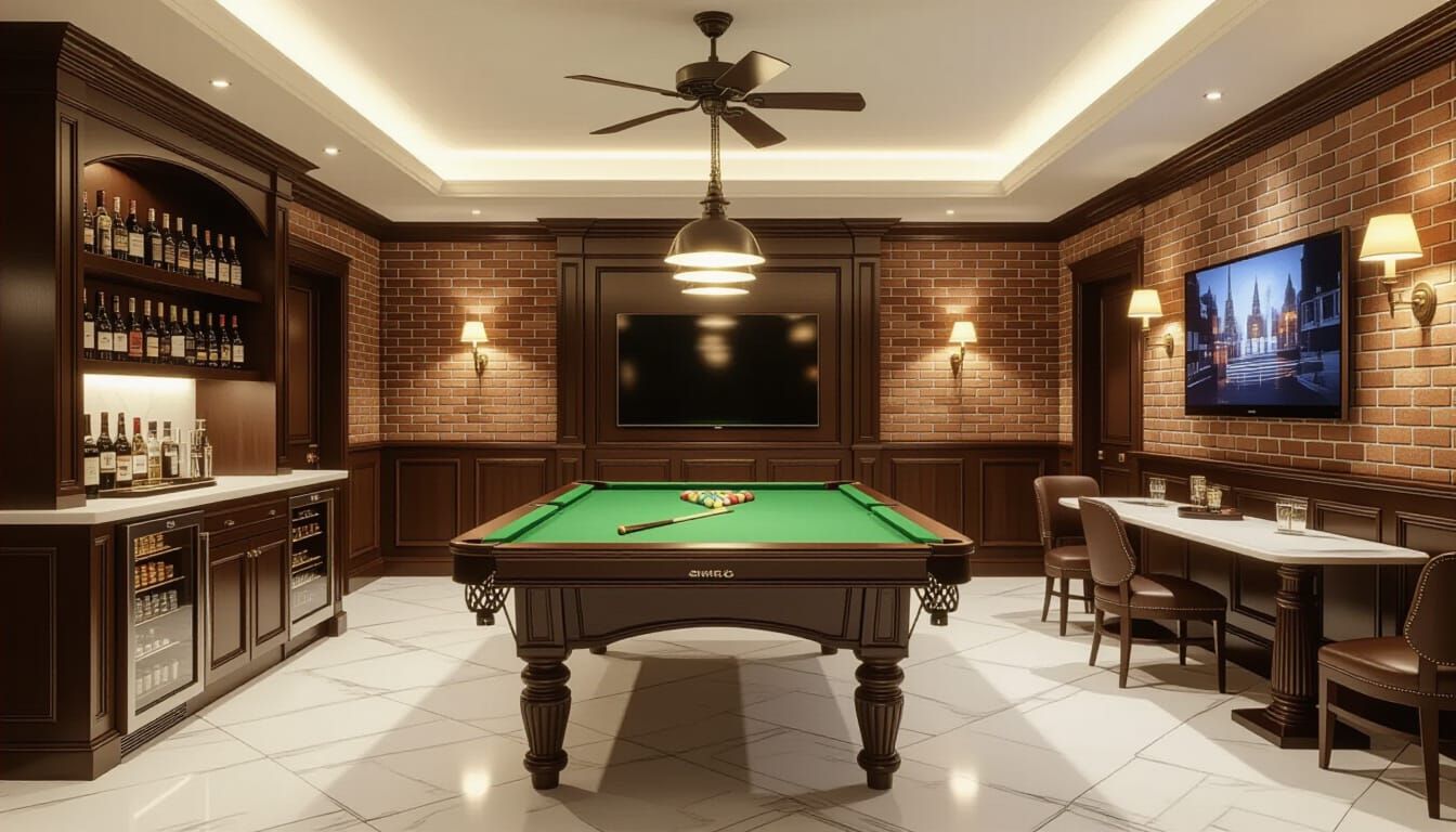 Victorian Billiards Room in Warm Ambient Light