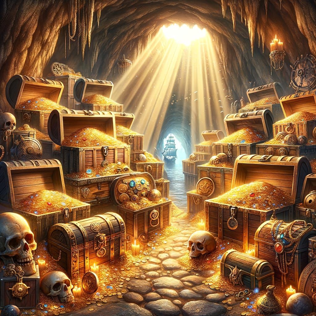 Pirate Treasure Cave in Golden Sunlight