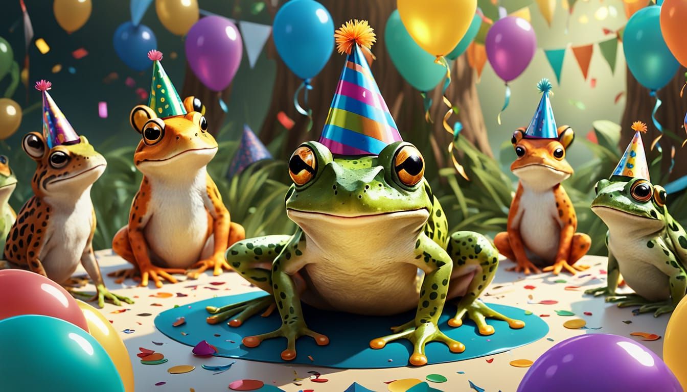 Whimsical Frog's Birthday Party Concept Art