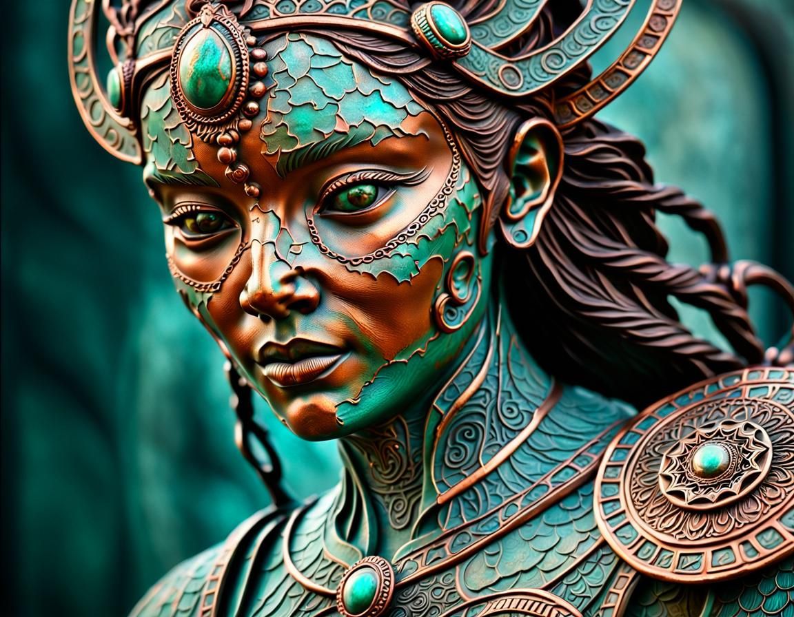 Copper and patina Goddess