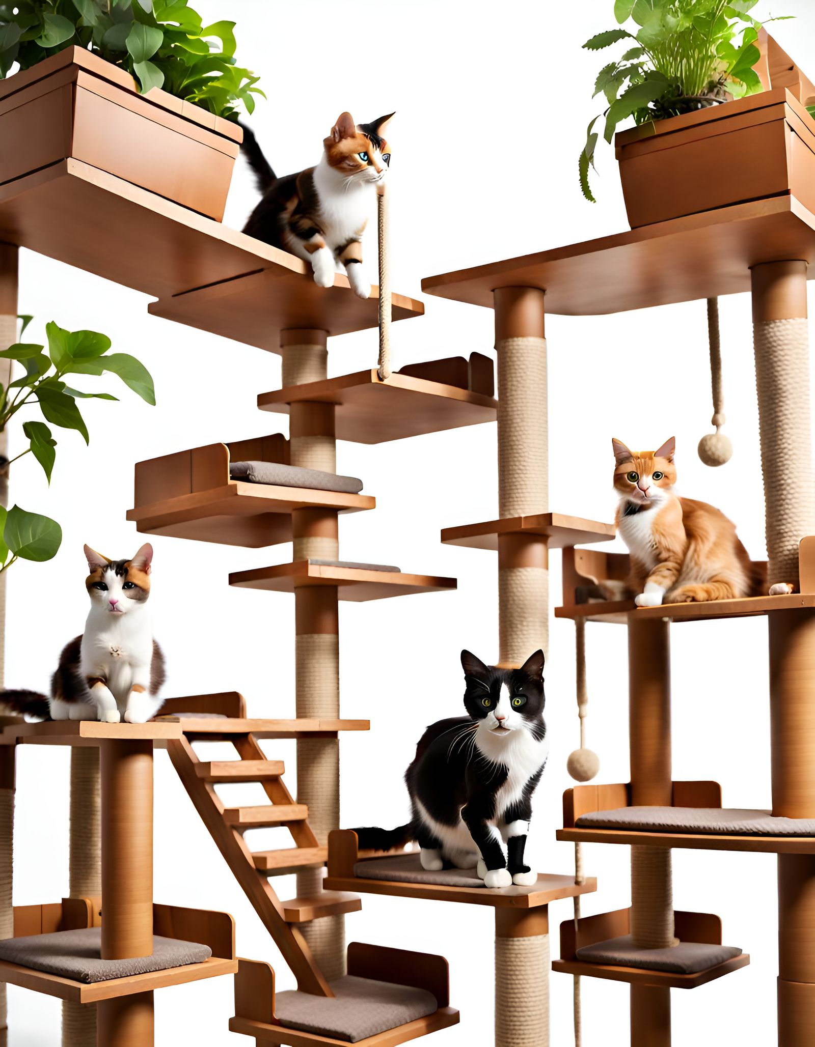 Advanced Cat Civilization in Colorful Cityscape