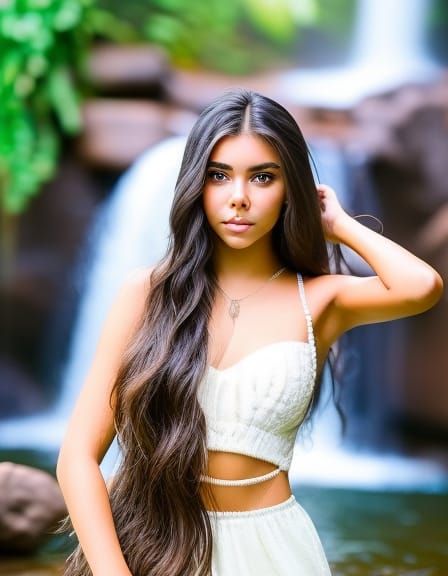 Madison Beer by a Waterfall