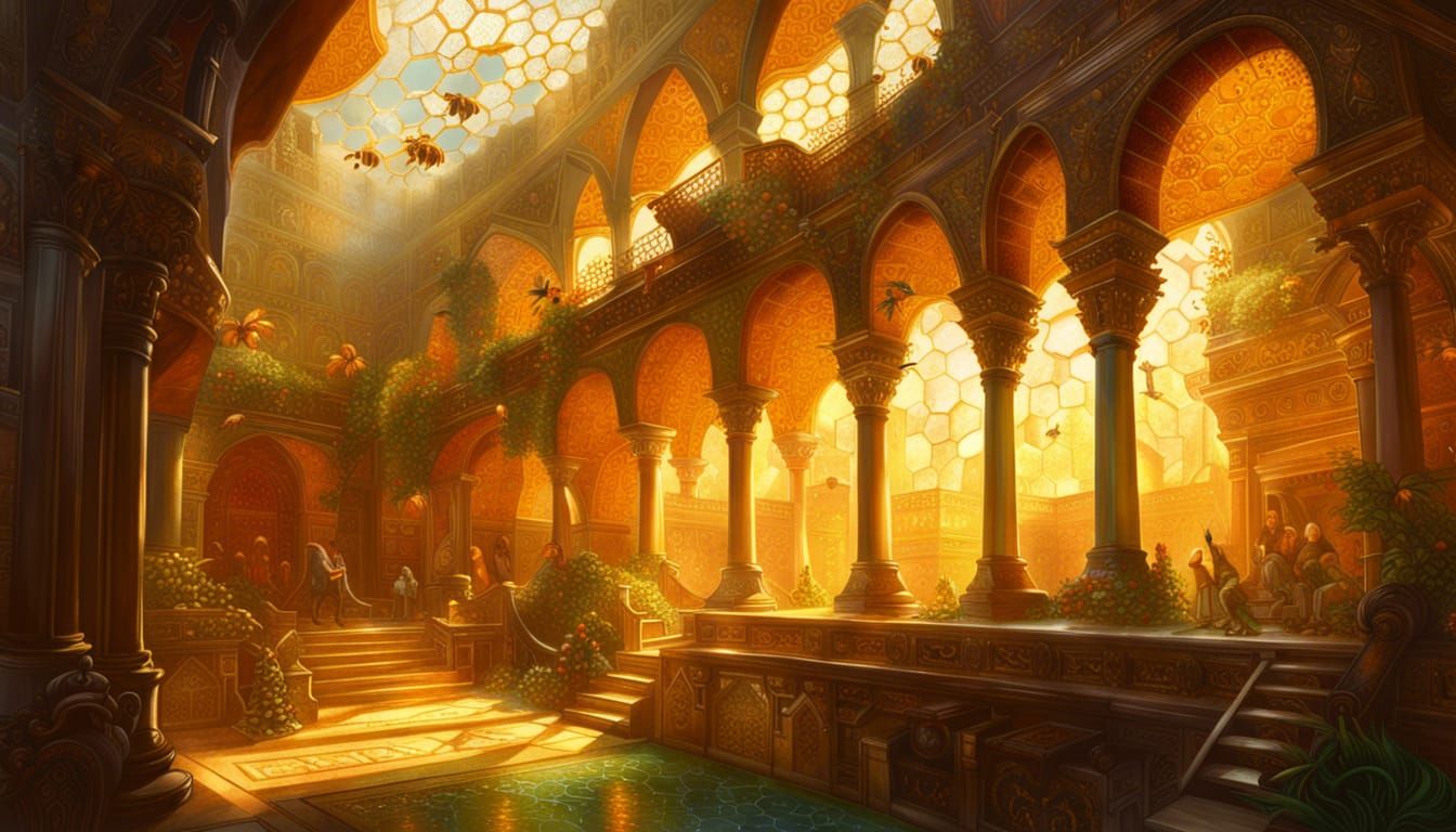 Realm of Bees and Honey: Elaborate Architecture Painting