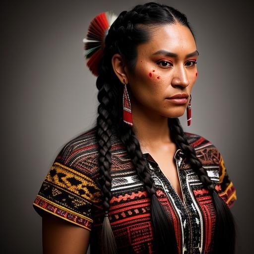 Hyperrealistic Portrait of Young Navajo Woman
